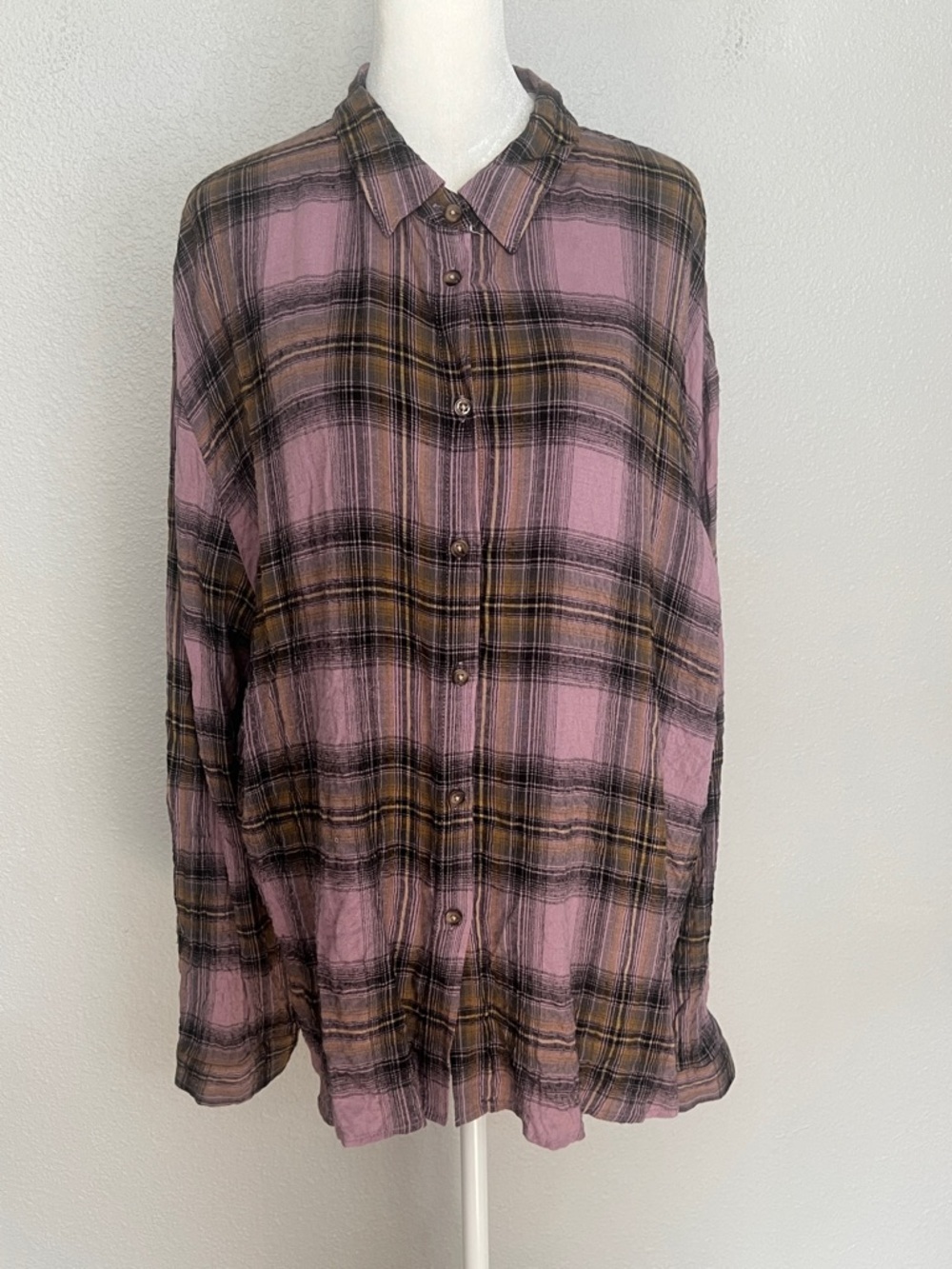 Jane + Delancey Plaid Button Down Shirt Purple Size XL